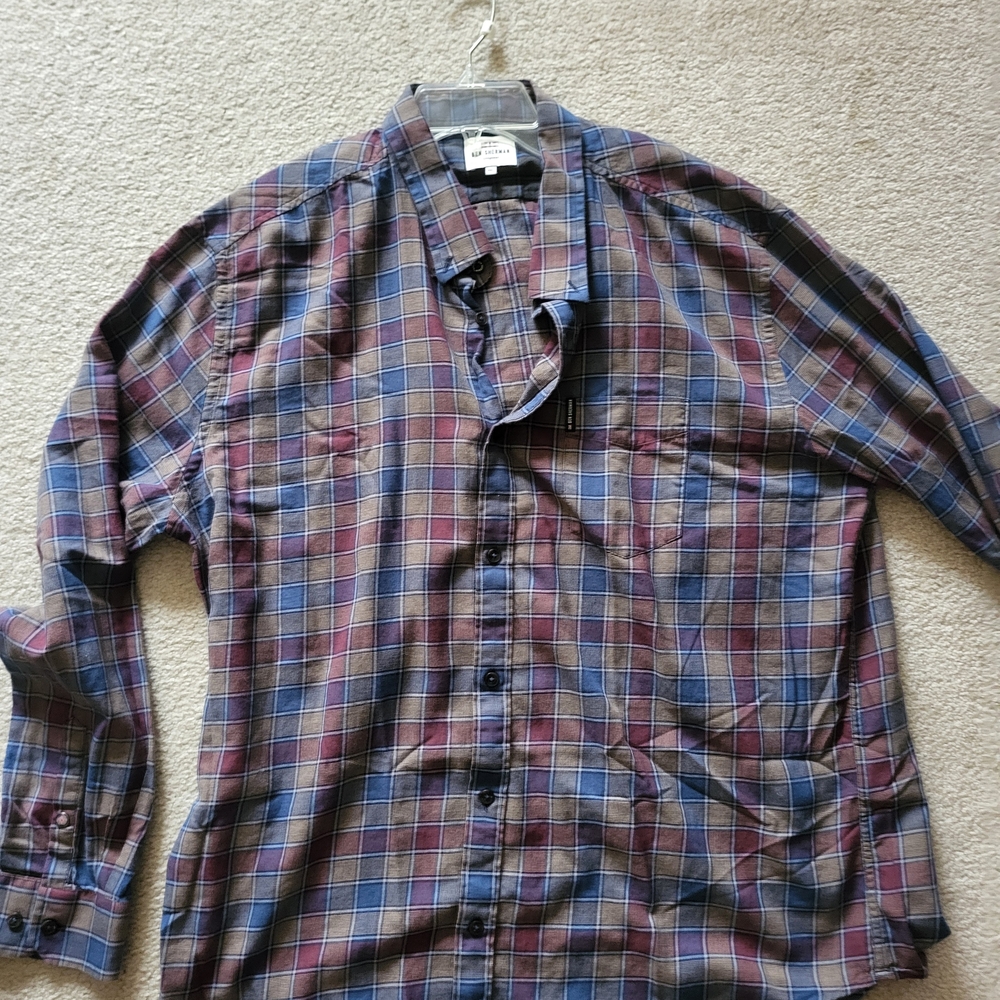 Ben Sherman Blue and Red Plaid Button-Down Shirt